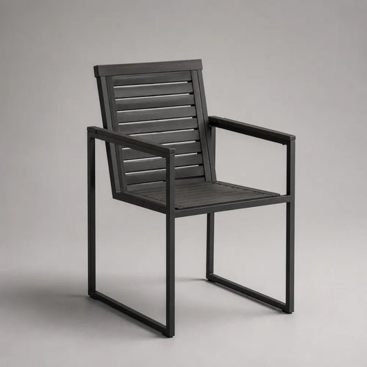 Sedia da giardino con braccioli in acciaio verniciato antracite, 56 x 60 x 88 cm