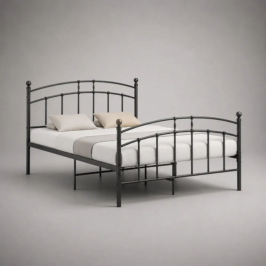 Struttura letto matrimoniale 160 x 200 cm in acciaio nero con testiera e pediera
